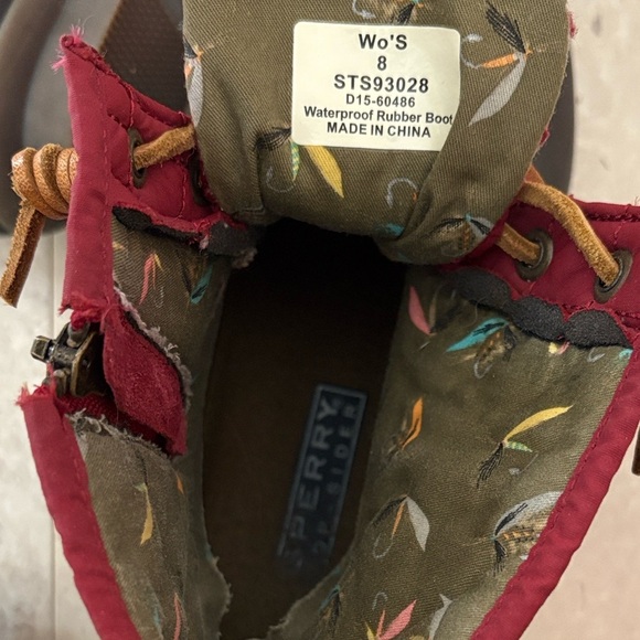 Women's Sperry Saltwater Fisherman Quilted Duck Boots Outdoor Red 8 - Picture 8 of 8